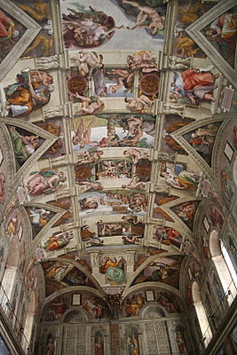 1512年11月1日,米开朗基罗完成绘制著名壁画《创世纪》